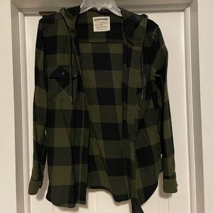 GARAGE boyfriend fit flannel with hood